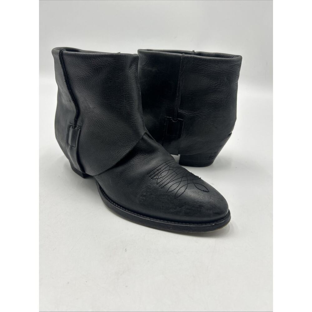 ELENA IACHI Genuine Leather Cowboy Boots Chunky Heels Women’s Size 40 US Size 10